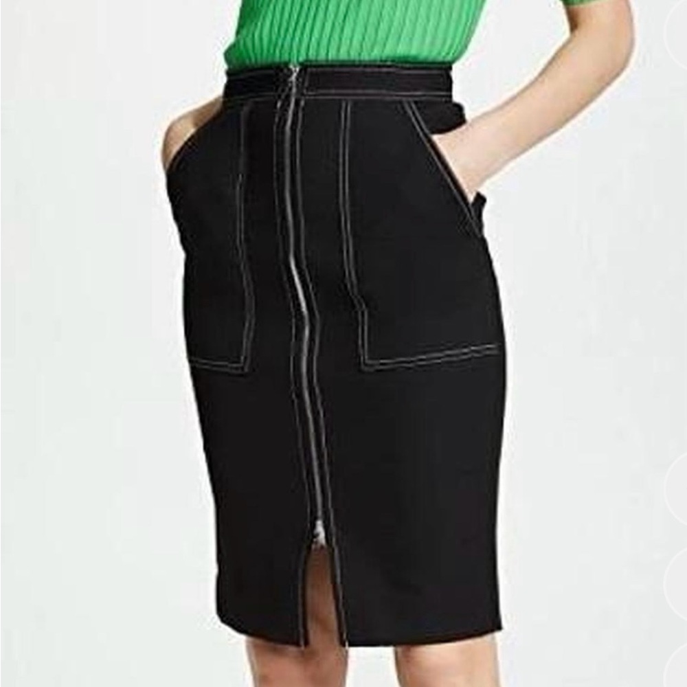 Diane Von Furstenberg Black Pencil Skirt with Front Zipper